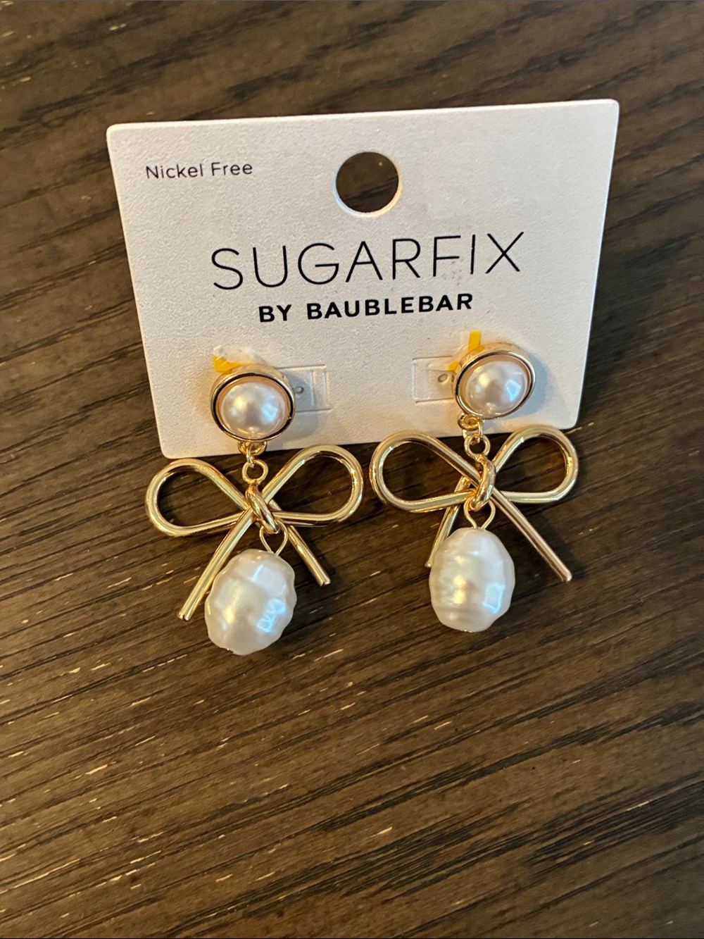 Sugarfix by Baublebar Gold Bow & Pearl Drop Earrings